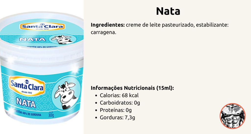 embalagem de nata apresentando seus ingredientes e informações nutricionais